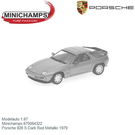 Modelauto 1:87 | Minichamps 870064322 | Porsche 928 S Dark Red Metallic 1979