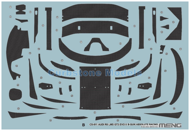 Bouwpakket 1:24 | MENG CS-011 | Audi R8 LMS GT3 EVO II | B-QUIK Absolute Racing 2023 #26 - H.Kiks - A.Tangphuncharoen 