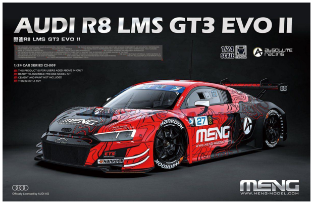 Bouwpakket 1:24 | MENG CS-009 | Audi R8 LMS GT3 EVO II | Absolute Racing 2024 #27 - L.Vincent