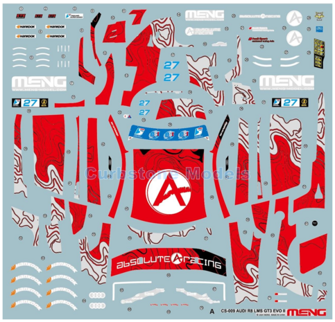 Bouwpakket 1:24 | MENG CS-009 | Audi R8 LMS GT3 EVO II | Absolute Racing 2024 #27 - L.Vincent