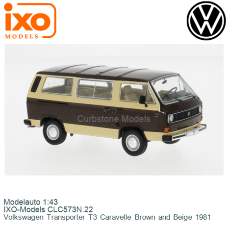 Modelauto 1:43 | IXO-Models CLC573N.22 | Volkswagen Transporter T3 Caravelle Brown and Beige 1981