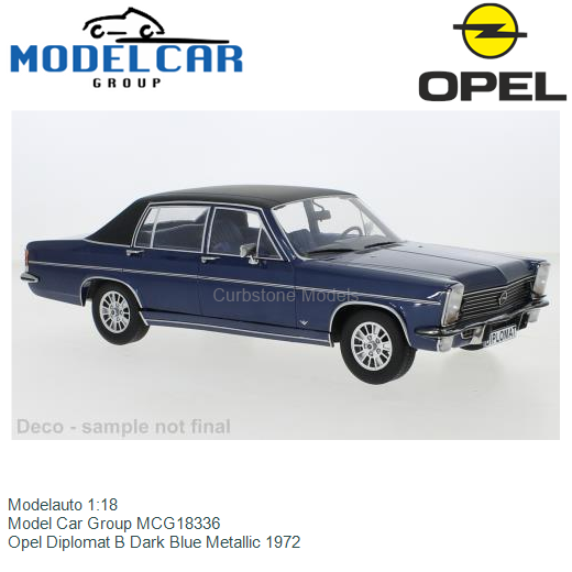 Modelauto 1:18 | Model Car Group MCG18336 | Opel Diplomat B Dark Blue ...